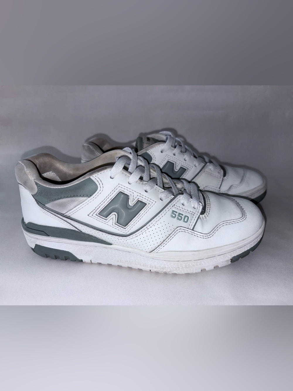 New Balance 550 White and Gray Casual Sneakers